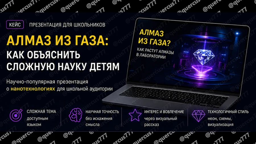 Карточка презентации «Алмаз из газа: как объяснить сложную науку детям»