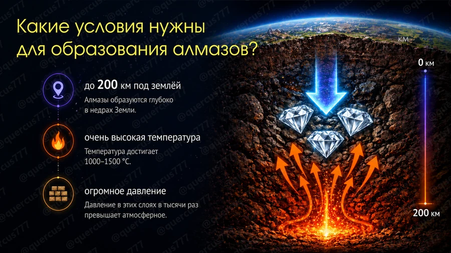 Слайд 04: Условия образования алмазов